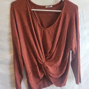 Jodifl Redish Bunched Front Long Sleeve Shirt